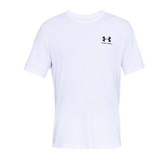 安德玛 官方UA Sportstyle Left Chest男子训练运动短袖T恤1326799 白色100 男码M/女码L