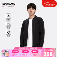 诺诗兰秋冬软壳衣男户外防风保暖防泼水加绒外套可拆卸帽 纯黑色27E-男低领 165