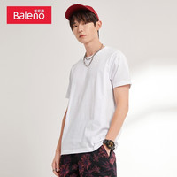 Baleno 班尼路 夏季新款纯色男装简约时尚百搭短袖T恤休闲基础款半袖撞色圆领套头上衣透气速干男士衣服 00A S 01W L