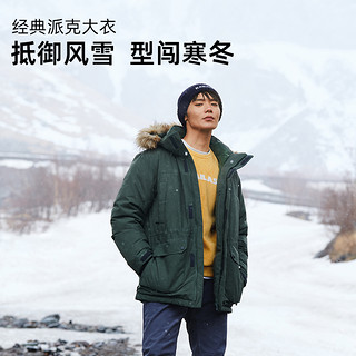 凯乐石羽绒服大毛领加厚男中长款工装鹅绒防寒防水外套KG2033503 M KG2033503无花果叶