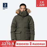 迪卡侬羽绒服男秋冬中长款青年派克大衣加厚帅气潮流外套ODT2 军绿色 M
