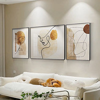 快乐工坊 简约现代客厅沙发背景装饰画大气三联画北欧时钟组合抽象艺术挂画