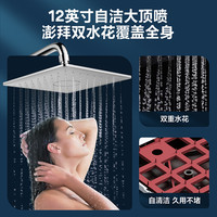 箭牌 ARROW 淋浴花洒套装家用全铜龙头沐浴淋浴器浴室恒温淋雨喷头 A款巨幕淋浴置物喷枪花洒AE3449CP-P1