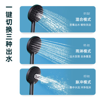 ARROW箭牌淋浴花洒套装黑色家用浴室洗澡简易升降全铜龙头手持喷头喷枪 F款基础两种出水+升降杆