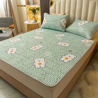 流川枫 凉感冰丝乳胶凉席三件套乳胶席印花套件 YunC-心花怒放 1.5m床/150*195cm三件套 1.5m床/150*195cm三件套 YunC-豆豆熊-绿