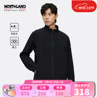 诺诗兰男士弹力外套2022年春夏新款户外防泼水弹力休闲宽松立领外套上衣NTJCH5107E 纯黑色 180/XL
