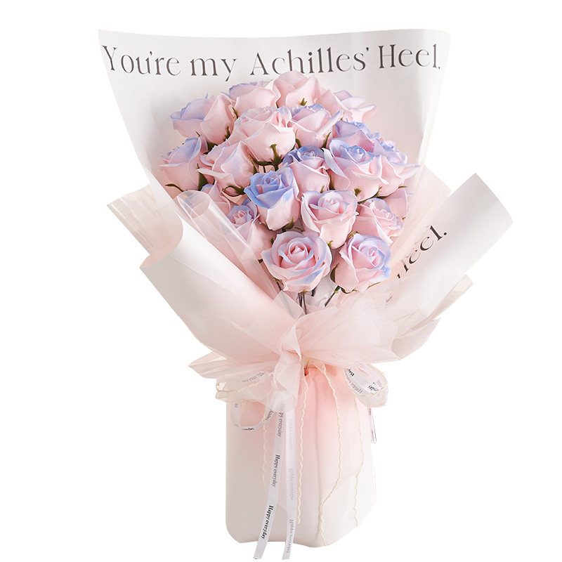 Beginning 初朵 诗和远方 冰蓝玫瑰永生花束 21朵