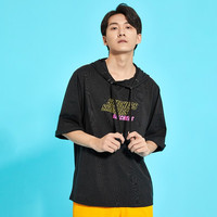 Skechers斯凯奇2022春夏运动时尚T恤男子针织短袖连帽衫L220M213 白色 M XXL 黑色