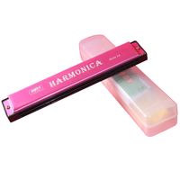 24孔C调口琴金属口琴儿童初学者启蒙乐器早教玩具 24孔钛金(黑) 24孔钛金(粉)