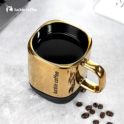 luckin coffee 瑞幸咖啡 黑金点墨鎏金陶瓷马克杯创意咖啡杯大容量杯子