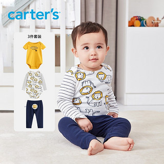 carters 婴童套装春秋男女童卡通哈衣连身衣长裤套装三件套 动物1J996610P 6M（建议身高66cm） 狮子1L762010 6M（建议身高66cm）