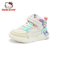 HELLOKITTY 童鞋女童棉鞋冬季新款加绒保暖板鞋学生时尚防滑二棉休闲鞋 米紫 22码内长约138mm 米紫 26码内长约159mm