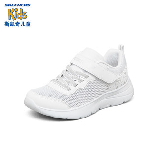 Skechers斯凯奇童鞋2022年春季新款儿童运动鞋透气男女童跑步鞋中大童网鞋休闲鞋312012L 粉红色/多彩色/女童/PKMT 30 白色/银色/女童/WSL 32