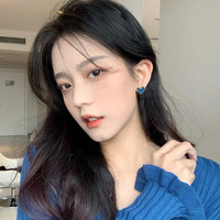 MOEFI 茉妃 高级感蓝色爱心耳环新款韩国耳钉设计感纯银小众精致简约气质 半钻粉色爱心耳钉(E4248金)