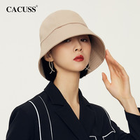 CACUSS 渔夫帽女四季韩版潮大沿纯色户外遮脸防晒遮阳帽女防紫外线桶帽女PM094 卡其色大