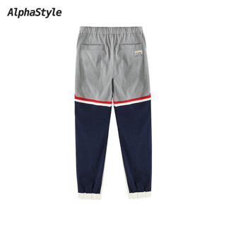 AlphaStyle运动长裤男女同款2021早秋新款嘻哈国潮休闲宽松长裤 XS（推荐90-110斤） 酒红色
