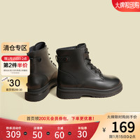 森达冬季新款加绒商场同款英伦时尚青年女马丁靴VB346DD0 黑色 37