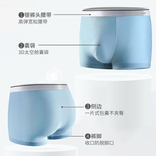 海澜优选 HEILAN HOME夏季冰丝男士内裤男平角裤纯棉档抗菌男生短裤头四角裤衩