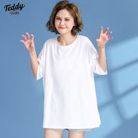 TEDDY ISLAND纯棉短袖t恤女2022年新款白色春韩版体恤衫宽松上衣
