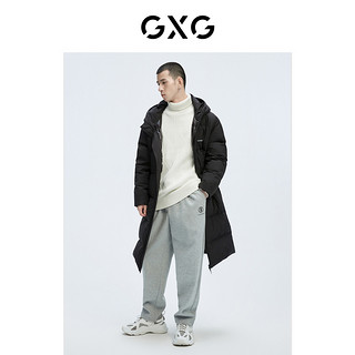 GXG男装21年冬季新款蓄热保暖潮流长款连帽羽绒服 黑色 175/L 180/XL 黑色