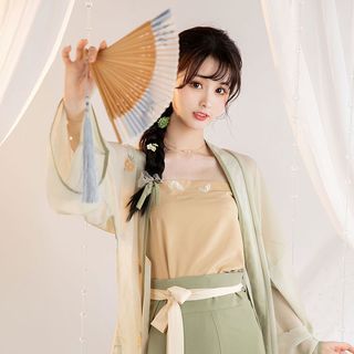 CHIXIA 池夏 春茶宴:竹音 宋制对襟短衫吊带两片裙原创改良汉服女春夏