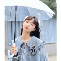 乐町翻领慵懒牛仔外套2022春季新款甜美短外套女宽松 S 浅牛仔蓝