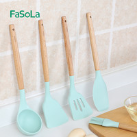 FaSoLa硅胶铲榉木手柄铲子家用厨房炒菜厨具不粘锅专用汤勺套装