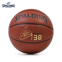 SPALDING 斯伯丁 旗舰店NBA金州勇士队斯蒂芬库里签名室内外通用篮球PU七号篮球(标准男子比赛用球) 74-645Y