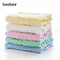 布比（BOOBEE）婴儿纱布毛巾洗脸纯棉宝宝口水巾超软大人用儿童洗澡新生儿小方巾 5条装粉嫩系 5条装纯色系