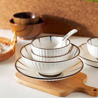 摩登主妇兰禾日式乔迁餐具套装陶瓷碗盘筷子汤碗组合碗碟套装家用 8人食37件套（实用配置）