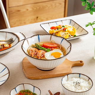 摩登主妇兰禾日式乔迁餐具套装陶瓷碗盘筷子汤碗组合碗碟套装家用 4人食18件套