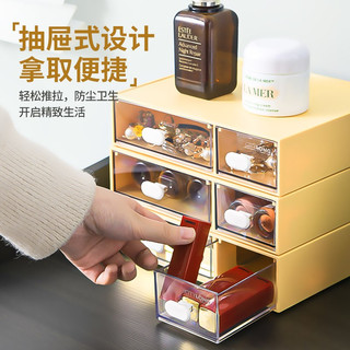 Citylong 禧天龙 抽屉式桌面收纳盒透明分格化妆品收纳办公桌多层置物盒小物品收纳柜 多用分隔收纳 双格二层抽屉收纳