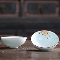 祥业 德化手绘陶瓷茶杯 8.4x3.3cm 手绘桃花碗杯