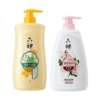 六神 沐浴露套装 (艾叶健肤滋润型1L+清透盈润滋润型750ml)