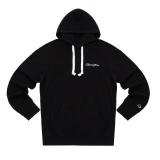 champion 冠军秋冬经典男式刺绣小logo连帽卫衣全棉套头上衣 黑色 m