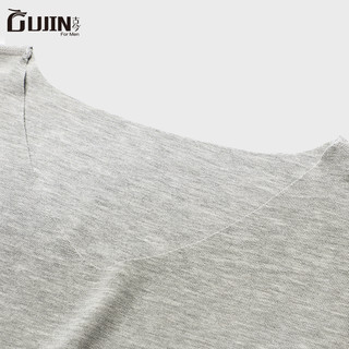 GUJIN 古今 莫代尔薄款T恤睡衣男随心裁无痕男士短袖衫V领居家外穿打底衫 黑灰 XL