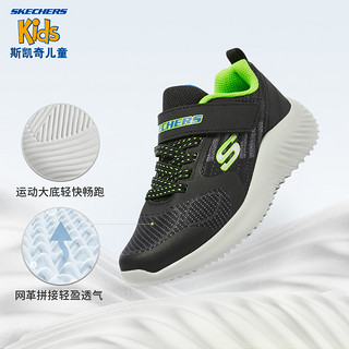 SKECHERS 斯凯奇 男童运动鞋大童小白鞋儿童跑步鞋403732L BBLM黑色/蓝色/柠檬色