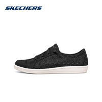 Skechers\\斯凯奇女鞋新款蕾丝轻便帆布休闲鞋10014011 黑色/白色 37