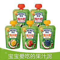 Heinz 亨氏 5袋宝宝辅食果泥婴儿零食多口味果汁泥婴标 6个月+