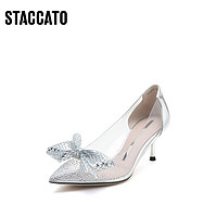 STACCATO 思加图 2022春季新款仙女鞋蝴蝶结婚鞋水晶鞋细高跟单鞋9NW79AQ2B