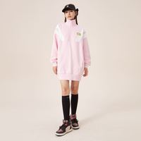 A21女装韩版时尚落肩中长款卫衣衫2021秋冬新款宽松上衣外搭