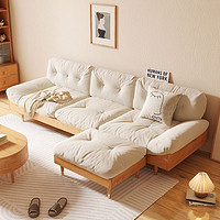 木匠生活 沙发 日式布艺沙发2.1米 S2112K米白色棉麻-羽绒款