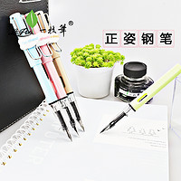 正姿钢笔学生专用三年级小学生可换墨囊可吸墨水一枝笔铱金练字钢笔套装粉色紫色黄色 蓝色塑料钢笔 官方标配 0.5mm 9041混搭*2板 明尖