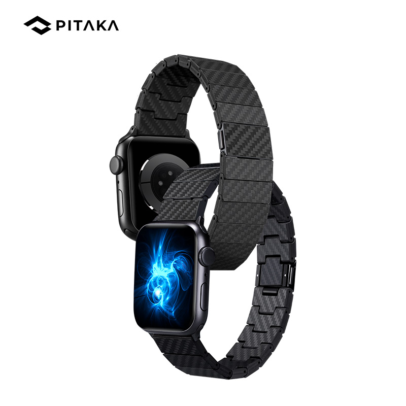 PITAKA 新款纯碳纤维手表带适用于苹果手表全系列Apple Watch Ultra 2/ Ultra/S9/8/7/6/5代iWatch磁吸高级感