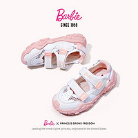 Barbie 芭比 童鞋儿童运动鞋女童网鞋2022新款夏季洋气女童休闲鞋透气网面