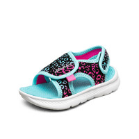 SKECHERS 斯凯奇 新款小童女童鞋轻质舒适魔术贴平底凉鞋3-6岁 25 黑色/青绿色