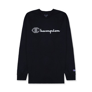 Champion 马赛克大“C”草写logo圆领长袖T恤 GT78H时尚 灰色 XL