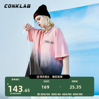 CONKLAB情侣装夏装国潮牌渐变色刷漆短袖宽松ins超火T恤嘻哈半袖