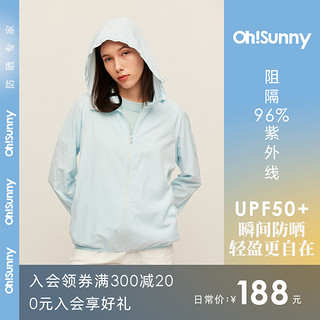 ohsunny防晒衣女夏透气情侣休闲宽松防紫外线外套户外运动风衣 S 女款-浅芍蓝