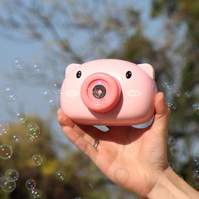 KIDNOAM 粉色猪泡泡机【背带+电池3+大瓶浓缩泡泡水*1】
